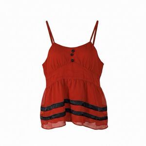 Red Black Sleeveless Top Flowy Babydoll Tank Camisole Line Women's XL Peplum NEW